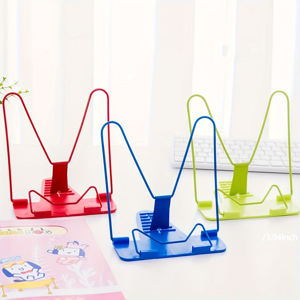 Document Holder Stand - 접이식 데스크탑 책꽂이, 각도 조절 가능한