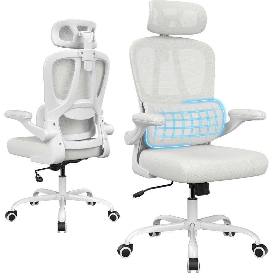 Ergonomic Office Chair - 인체공학적 디자인의 사무용 의자로, 헤드레스트가 있어