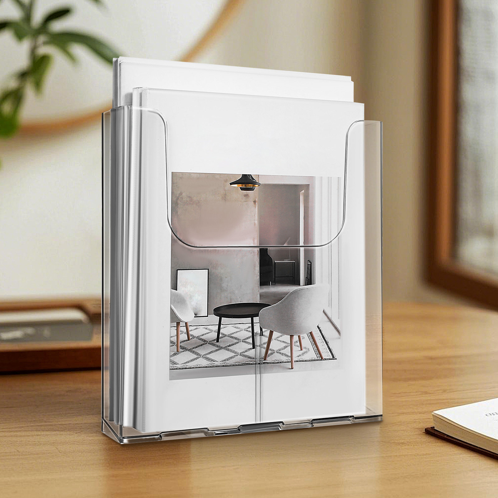 아크릴 소재의 벽걸이형 브로셔 정리대 4개 세트, 투명 - Document Holder Stand 리뷰 및 가격