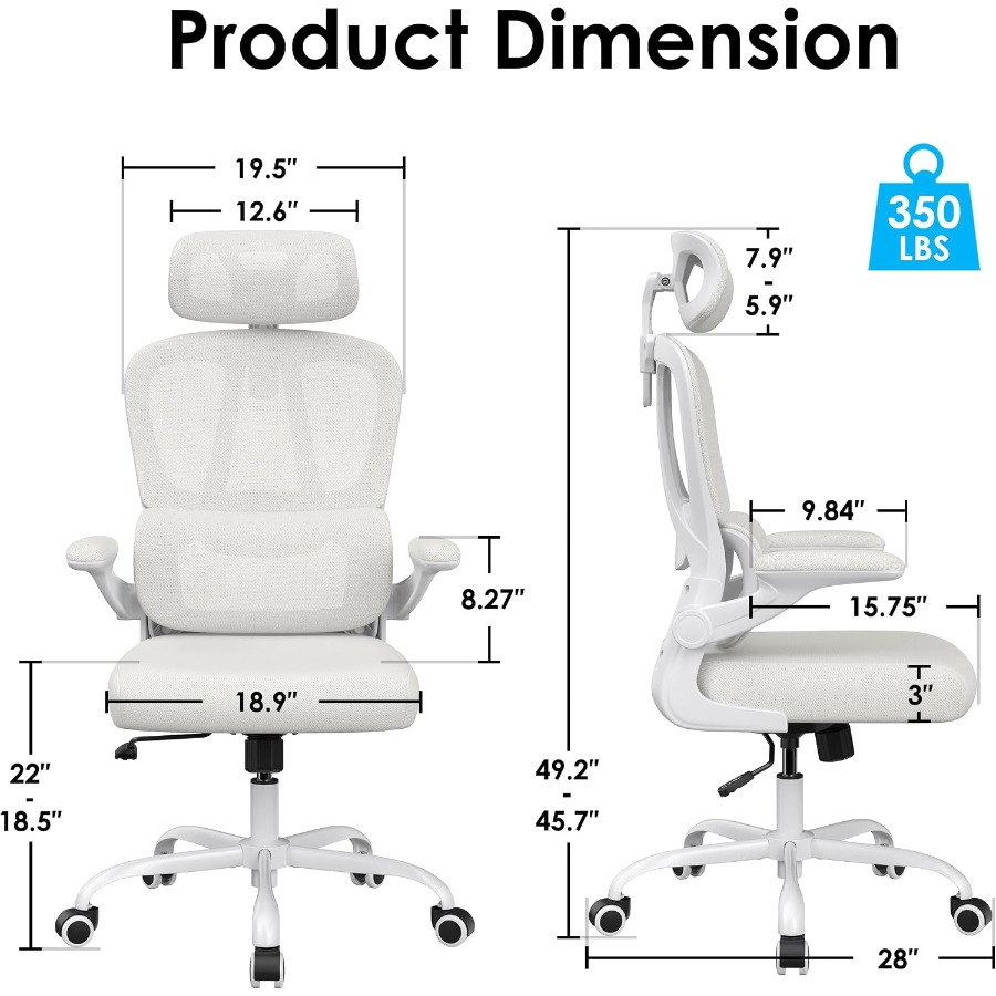 인체공학적 디자인의 사무용 의자로, 헤드레스트가 있어  - Ergonomic Office Chair 리뷰 및 가격